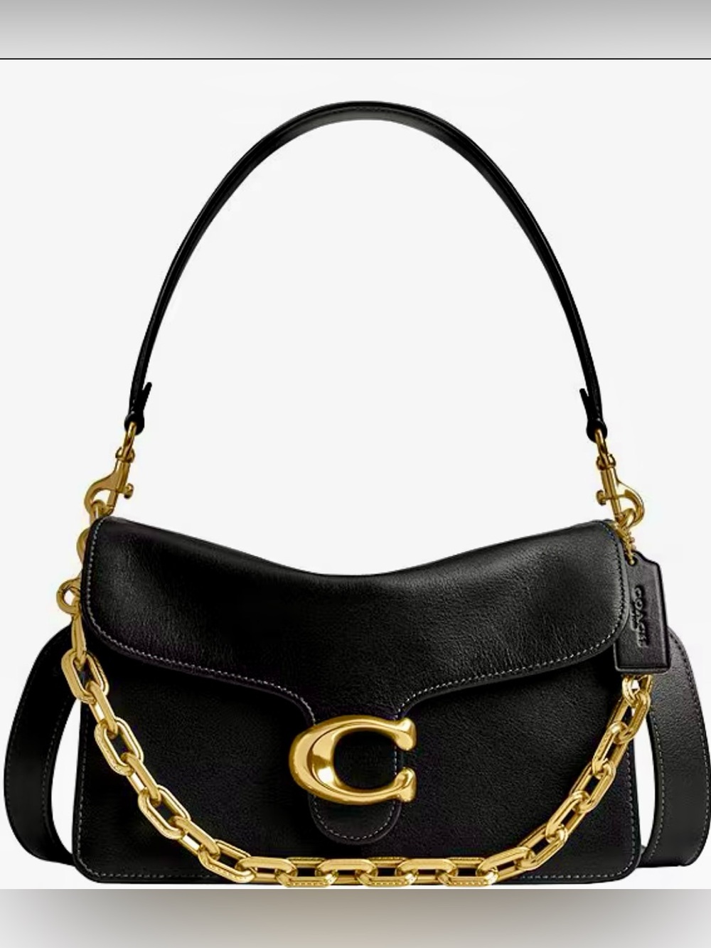 New Coach Black Leather Tabby Shoulder Bag with Gold Hardware